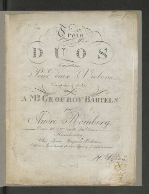 Trois duos concertans pour deux violons : oeuv. 18, 2me suite des duos