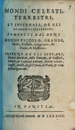 Mondi celesti, terrestri et infernali