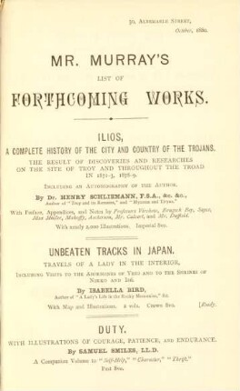Mr. Murray's list of forthcoming works