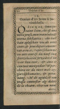 IX. Oratiun d' ün Juven u Juvintschella.