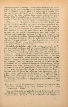 239-242 [Rezension] Schlette, Heinz Robert, Sowjethumanismus