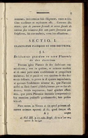 Sectio I. Examinatur Plations De Deo Doctrina.