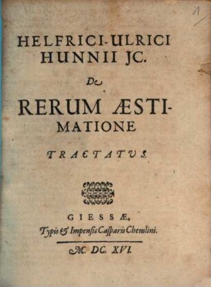 De rerum aestimatione tractatus