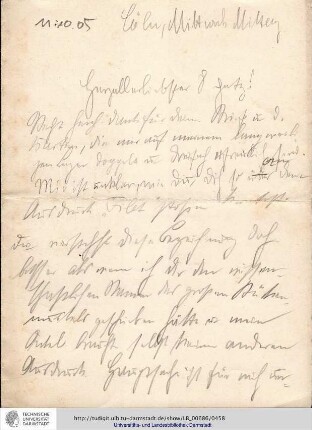 Brief vom 11.10.1905