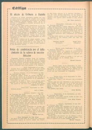 Notas de condolencia por el fallecimiento de la señora de nuestro Director
