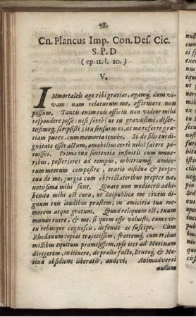 V. Cn. Plancus Imp. Cons. Des. Cic. S. P. D. (ep. 11.I.10.)
