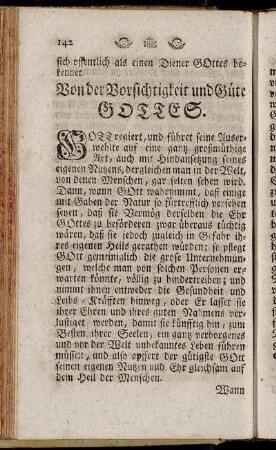 Von der Vorsichtigkeit und Güte Gottes.