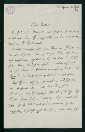 Brief vom 13. April 1873