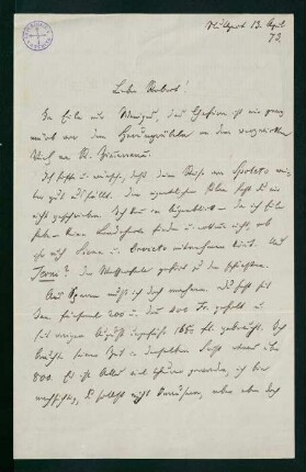 Brief vom 13. April 1873