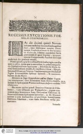 Recessus Executionis Formulæ Compromissi.