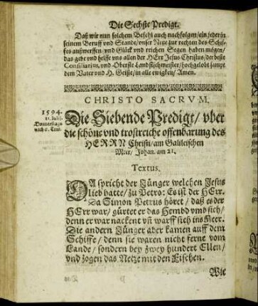 Die Siebende Predigt/ [...] - Die Achte Predigt/ [...]