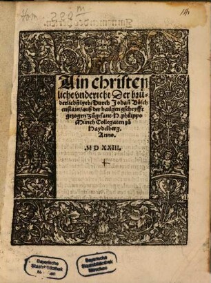 Ain christenliche vndericht Der brüderlichn[n] lyeb