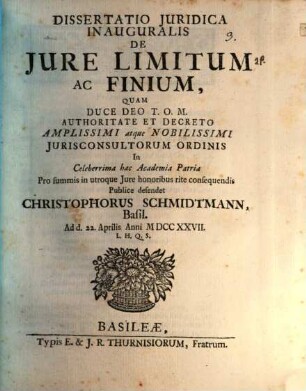Diss. iur. inaug. de iure limitum ac finium