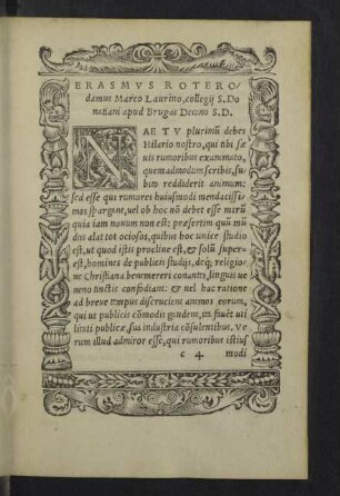 [Erasmi Roterodami ad Marcum Laurinum epistola]