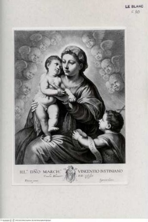 Galleria Giustiniana del marchese Vincenzo Giustiniani. 2 Bände., 1. Band, Tafel 1: Maria mit Kind und dem Johannesknaben