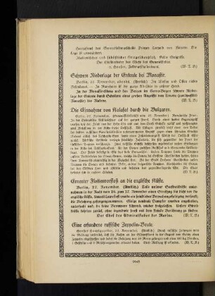 Schwere Niederlage der Entente bei Monastir.