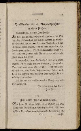 110. Dankschreiben für ein Neujahrsgeschenk an einen Pathen