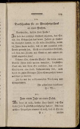 110. Dankschreiben für ein Neujahrsgeschenk an einen Pathen