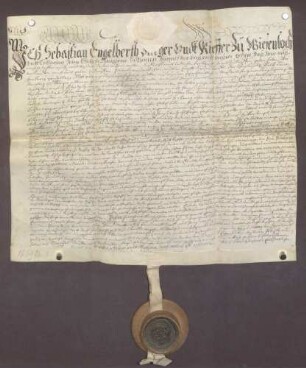 Der Küfer S. Engelberth aus Wiesloch verschreibt sich gegenüber der Landschreiberei Heidelberg wegen 100 Gulden Kapital.