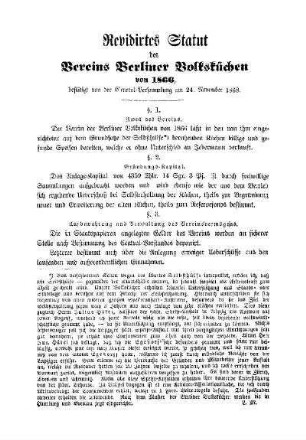 Revidirtes Statut des Vereins Berliner Volksküchen von 1866