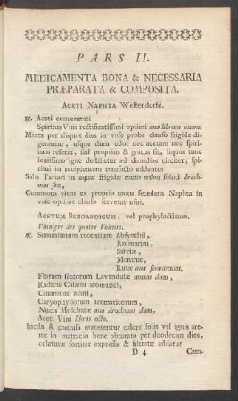 Pars II. Medicamenta Bona & Necessaria Praeparata & Composita
