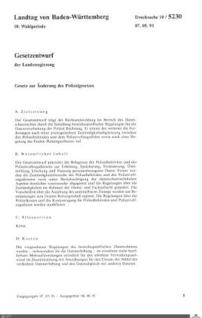 Änderung des Polizeigesetzes