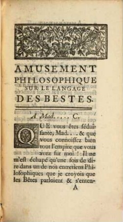 Amusement philosophique sur le langage des bestes