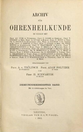 Archiv für Ohrenheilkunde. 33. 1892