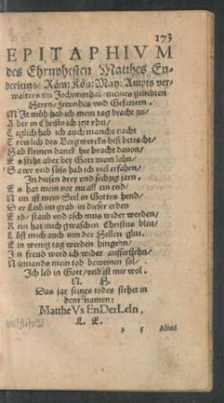 Epitaphium des Ehrnvesten Matthes Enderleins ...
