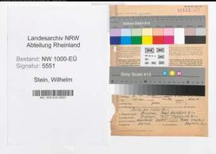 Entnazifizierung Wilhelm Stein, geb. 02.10.1906 (Vertreter)