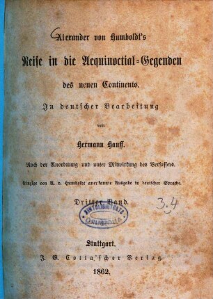 Alexander von Humboldt's Reise in die Aequinoctial-Gegenden des neuen Continents, 3