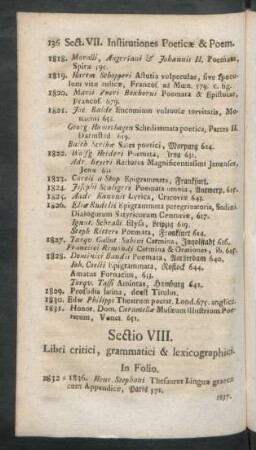 Sectio VIII. Libri critici, grammatici & lexicographici