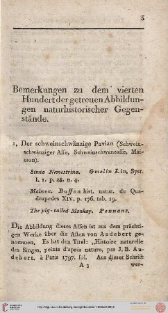 Bemerkungen zu dem vierten Hundert der getreuen Abbildungen