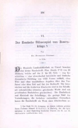 VI. Das Hessische Bühnenspiel vom Bauernkriege.