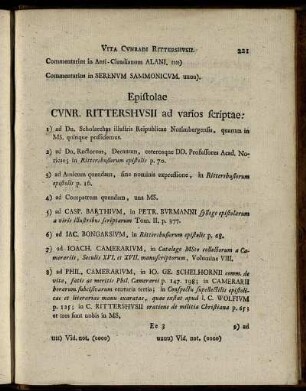 Epistolæ Cunr. Rittershusii ad varios scriptae: