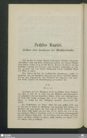 Sechstes Kapitel. Sichten oder Sortieren der Mahlprodukte