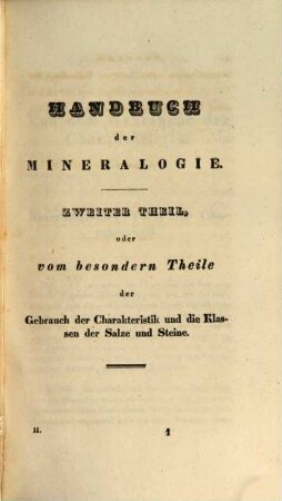 Vollständiges Handbuch der Mineralogie, 2. Des speziellen Theils erste Abtheilung