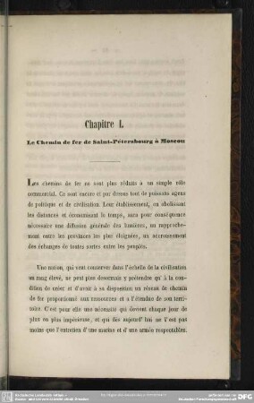 Chapitre I. Le Chemin der fer de Saint-Pétersbourg à Moscou