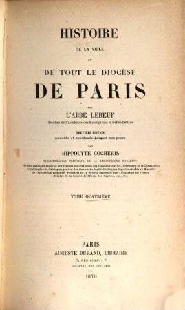 Histoire de la ville et de tout le diocèse de Paris, 4
