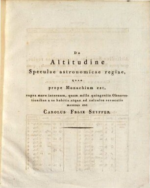 Super longitudine geographica speculae astronomicae regiae, quae Monachii est. 1, Commentatio lecta in consessu academico Idibus Augusti MDCCCVIII