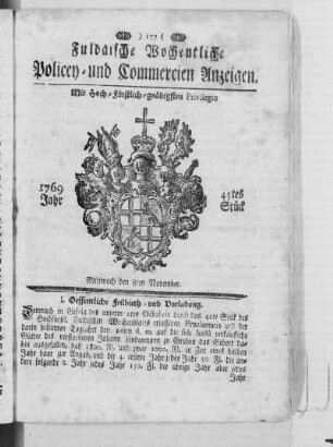 45tes Stück, Ausgabe vom 8. November 1769