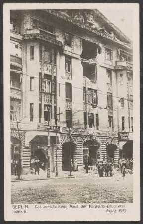 Ansichtskarte Zerstörtes Vorwärts-Haus, Lindenstraße