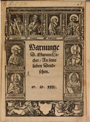 Warnunge D. Martini Luther, An seine lieben Deudschen