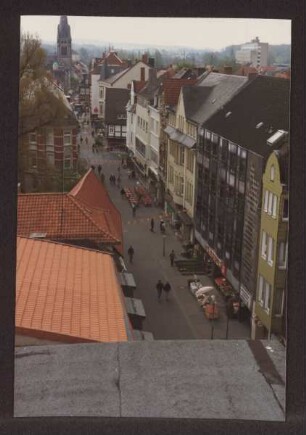 Bruchstraße. Detmold. Blickrichtung Marktplatz; Blick vom Dach des Hauses Bruchstraße 31