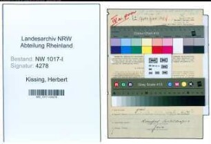 Entnazifizierung Herbert Kissing , geb. 28.07.1901 ()