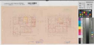 Warendorf (Warendorf) Gymnasium Laurentianum Direktorenwohnung Grundrisse Ober- und Dachgeschoß 1961 1 : 100 30 x 57 Pause Staatshochbauamt Beckum Regierung Münster Nr. 34095