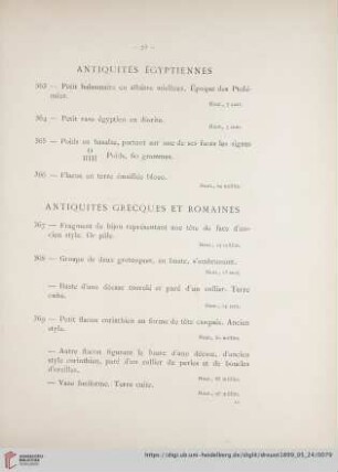 Antiquités Égyptiennes (Nr. 363 - 366)