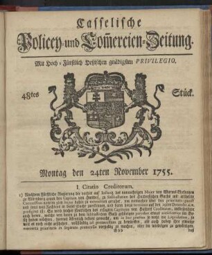 48tes Stueck, Montag den 24ten November 1755