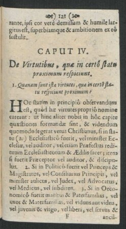 Caput IV. De Virtutibus, quae in certo statu proximum respiciunt.