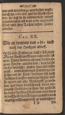 Cap. XX. Wie es weiters vor -in- und nach der Hochzeit ablieff.